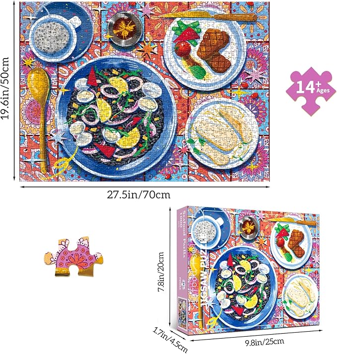 HUADADA Puzzles for Adults 1000 Pieces,Seafood Risotto Jigsaw Puzzles 1000 Piece Puzzle for Adults Family Interactive Game Gift