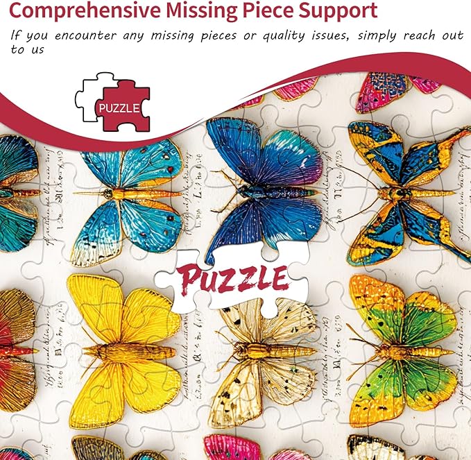 1000 Piece Puzzles for Adults,Butterfly Specimen Jigsaw Puzzle 1000 Pieces for Adults Seniors,Challenging Family Games Holiday Party Gifts -1:1 Poster Interlock Perfectly Letter on Back