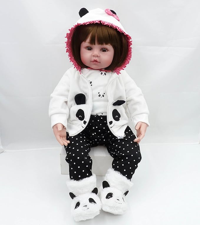Reborn Baby Doll Clothes 22 inch Outfits for 20-23 inch Reborn Doll Girl Panda Outfit Accessories 4pcs Reborn Baby Matching Clothes