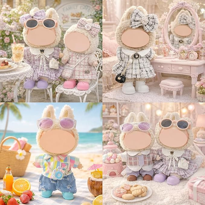 Ezcora 5-Pack Doll Clothes Set for 15–17cm Dolls, Includes 3 Dress Outfits and 2 Suit Outfits, Perfect for Play and Display, Doll Accessories for Collectors (No Dolls)