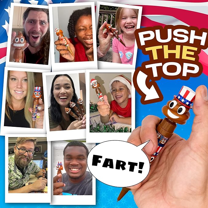 Farting Poop Pen with 7 Funny Fart Sounds - Easter Basket Stuffers for Teens & Kids, Silly Novelty Gag Gift for Boys & Girls, Easter Toys Essentials, Great for Birthdays, Funny Gift (USA)