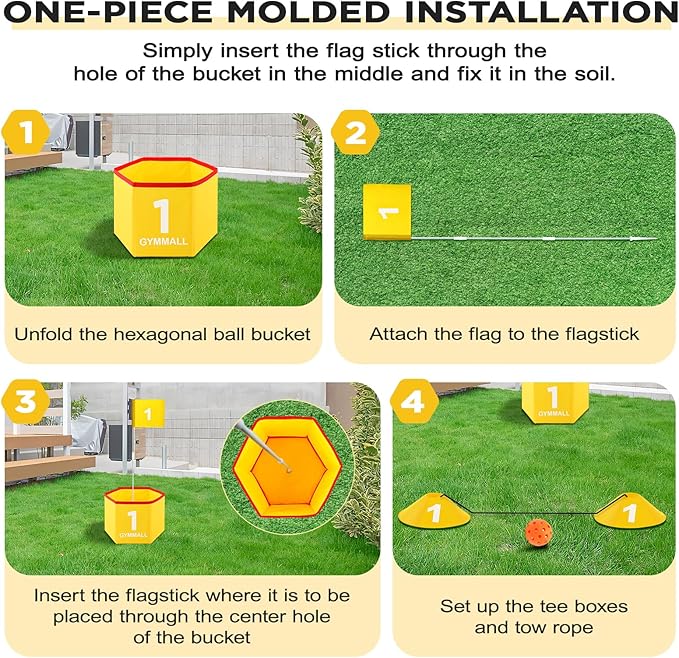Backyard Golf Set for Kids, Adults and Family, Portable 6 Holes Golf Course with Balls, Flags and Carry Bag for Lawn, Park, Beach and Hotel - Yellow