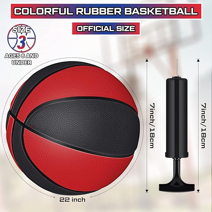Wettarn 12 PCS Mini Basketball Size 3 Colorful 7 Inch Rubber Basketball Bulk with Pump for Mini Hoop Swimming Pool Indoor Outdoor Practice Game Holiday Party Kid Adult Back to School