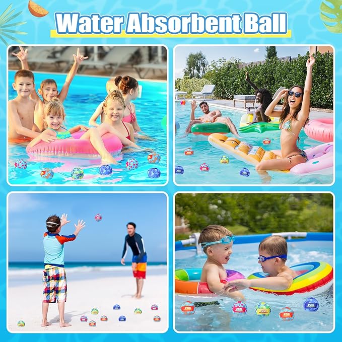 Reusable Water Float Balls Pool Beach Toys for Outdoor Summer Activities 2 Inch Splash Water Small Absorbent Balls Bulk for Adult Swimming Beach Soaking Game Party