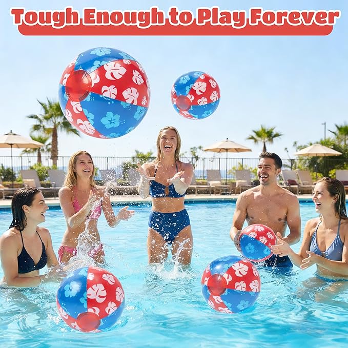12 Pack Beach Ball Set, Reusable Colorful Inflatable Ball with Vacuum Storage Bag for Pool Party, Beach Games