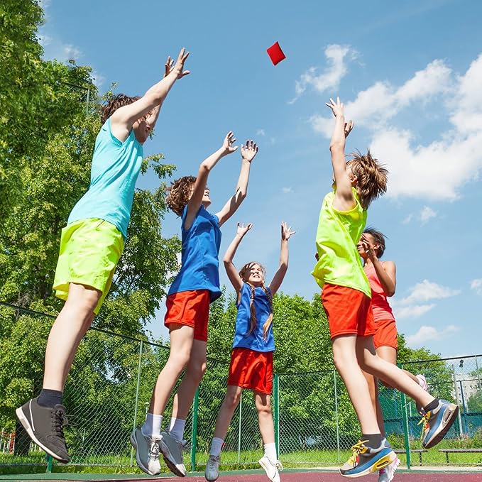 32 Pack Bean Bags Toss for Kids Cornhole Bean Bags Colorful Bean Bags for Tossing Canvas Toss Bags Hand Toy Toss Games Weights for Outdoor Yard Games, Assorted Colors (Bright Colors, 2.76 x 2.76 Inch)
