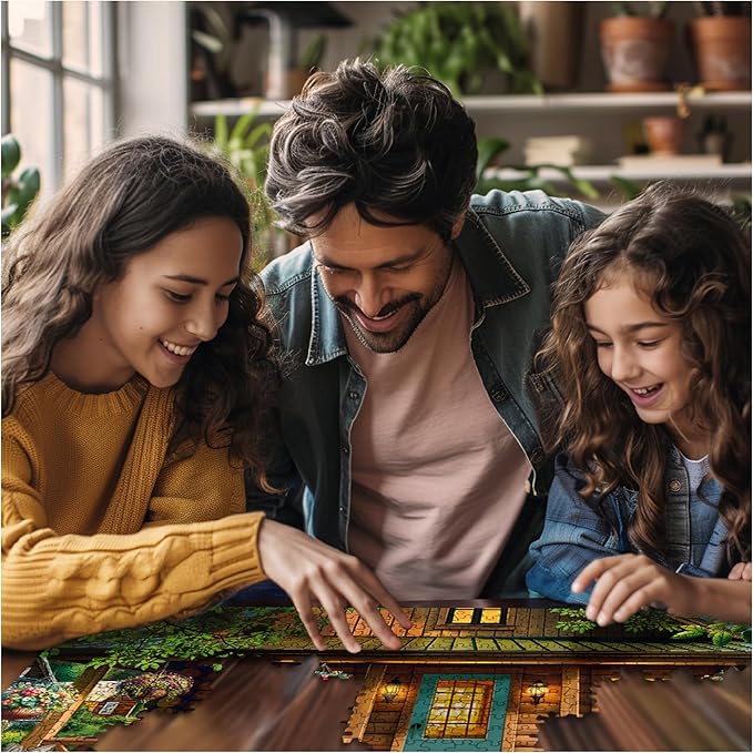 White Mountain 1000 Piece Jigsaw Puzzle Spring Lake Cabin Puzzles with Large Pieces Gift for Adults and Family 24"x30" - Porch Puppies