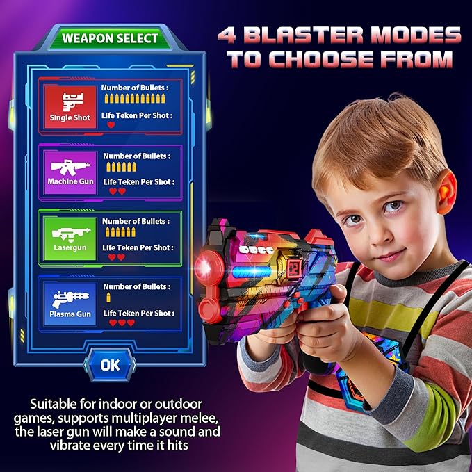 Laser Tag Guns Set of 4 Laser Tag Guns with Digital LED Score Display Vests,Gifts for Teens and Adults Boys & Girls,Adults and Family Fun,Gift for Kids Ages 8 9 10 11 12+Year Old Boy