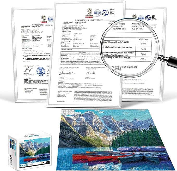 1000 Piece Jigsaw Puzzles for Adults Teens Kids - Fine Art Challenging, Moraine Lake 1000Pcs Puzzle, Family Game Gift, Size 27"x20"