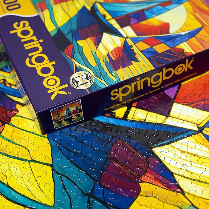 Springbok's Sunset Sailing 500 Piece Jigsaw Puzzle for Adults-Unique Cut Pieces- Made in USA