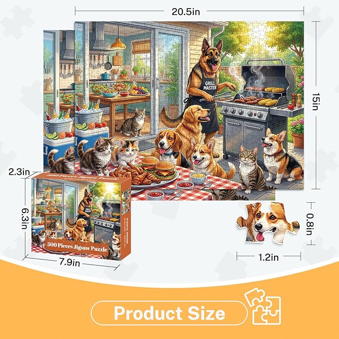 4-Pack 500 Piece Puzzles for Adults, Funny Dogs Cats Birds Flowers Jigsaw Puzzles for Adults 500 Pieces, Fun Challenging Jigsaw Puzzles 500 Pieces for Adults Gift for Family and Friends
