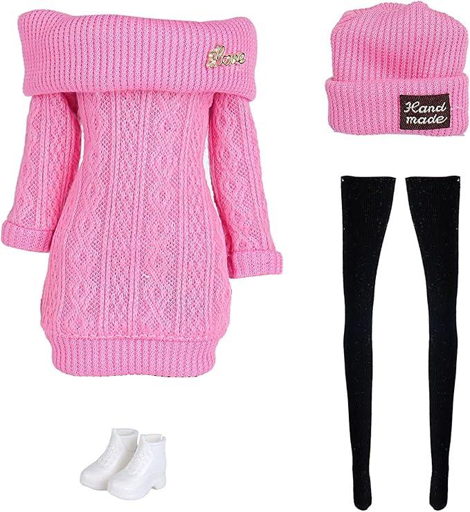 Doll Clothes, 5 Sets Outfits Winter Dresses Pants Windbreaker Hat for 11.5 inch Dolls Accessories Random Style (B)