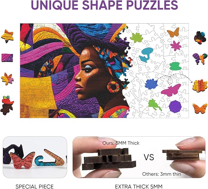 MYS A·U·R Fashion Beauty Puzzles for Adults, Fine Art 200 Pieces Wooden Puzzles Collection Toy Jigsaw Puzzles Birthday Gifts Family Game 12"*6.7"