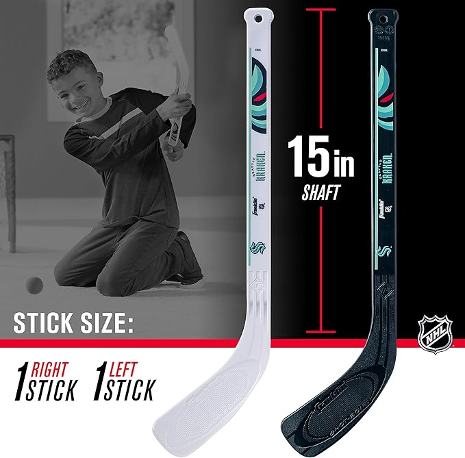 Franklin Sports NHL Mini Hockey Set - Kids Indoor Knee Hockey Goal, Ball, + 2 Stick Combo - Youth Team Indoor Toy Set - Official - Ages 3+