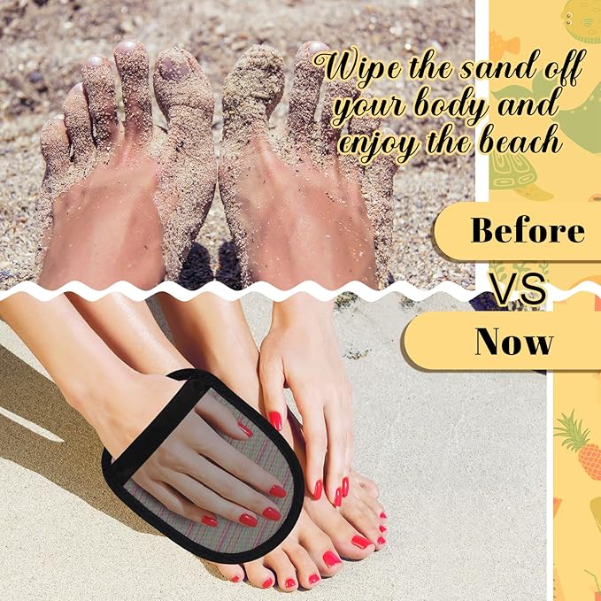 Skyley 3 Pcs Beach Sand Remover Sand Eraser Wipe Mitts with Portable Drawstring Bag Family Friendly, 2026 Summer Beach Vacation Essentials Hawaii Honeymoon Accessories European Bahamas Trip 3 Colors