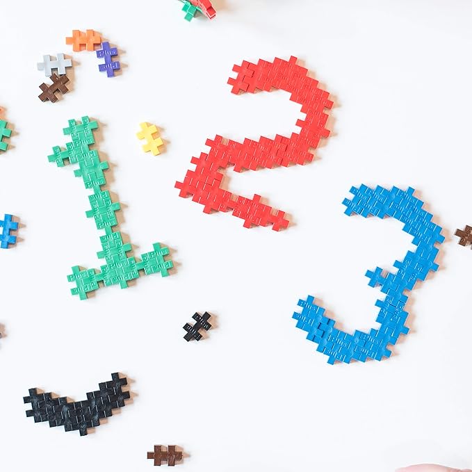 PLUS PLUS 240 Piece Interlocking Building Blocks for Kids, Open Ended Connecting Toys, STEM Bin Mini Manipulatives - Basic Mix Play Tube & Baseplate
