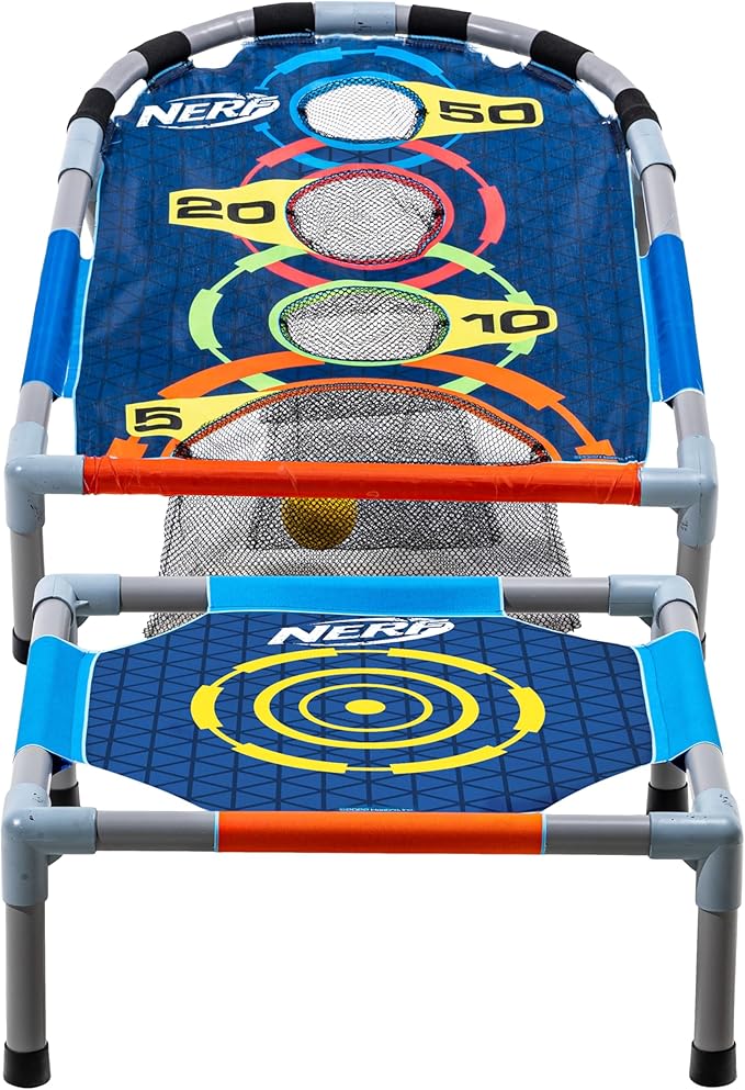 NERF Kids Bounce N Score Target Toss Game Set - Foam Ball Bouncing Game for Kids Ages 6+ - (6) Foam Bouncy Balls and (1) Scoring Target Included