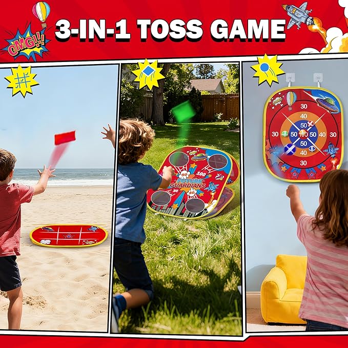 Spider Bean Bag Toss Game for Kids – 3-in-1 Cornhole Board Outdoor Toys for Toddlers, Family Fun Games for Beach & Yard, Birthday Easter Gifts for Ages 3 4 5 6 7 8-12 Year Old Boys Girl