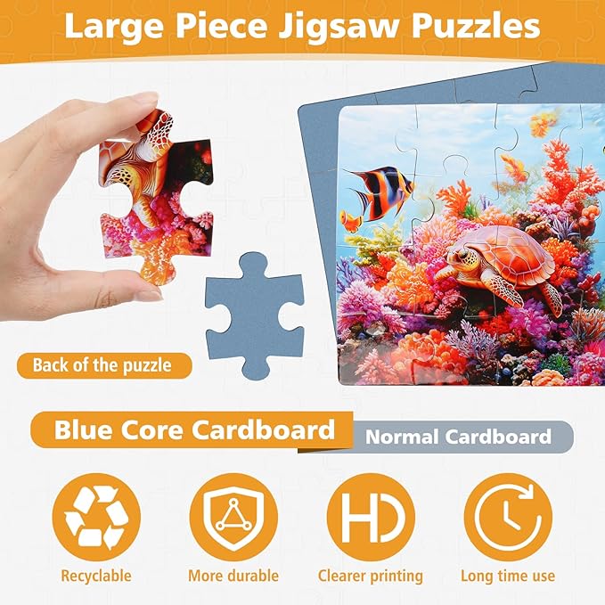 6 Pack 20 Piece Large Jigsaw Puzzles for Dementia Seniors,Alzheimer’s and Elderly Adults │ Easy Memory Games, Cognitive Activities and Gifts for Patients in Nursing Homes(Landscape)