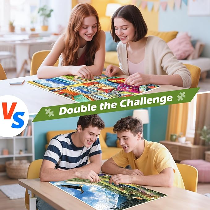 2 Pack 500 Pieces Puzzle for Adults,Grassland Snow Mountain Scenery Puzzles,Deer Jigsaw Puzzles 500 Pieces,RV Travel Puzzles 500 Piece Adult Puzzle Challenging Family Activity Great Gift