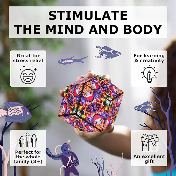 Shashibo Shape Shifting Box - STEM Fidget Toy with Ultra Strong Magnets - Sensory Puzzle Cube Transforms Into 100+ Shapes, Easter Basket Stuffers Gift for Kids, Teens, and Adults (Dryer Portal)