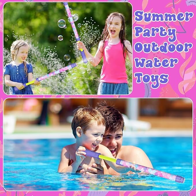 12 Pcs Mermaid Party Favors, 15'' Water Guns Bulk for Kids Water Squirt Blasters Guns, Summer Activity Swimming Pool Backyard Beach Outdoor Toys for Kids Adults, 39 ft Range Shooter