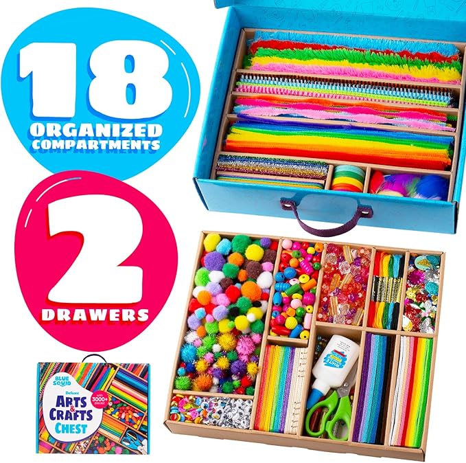Arts & Crafts Kit for Kids - Special Bundle, Deluxe Craft Chest & XXXL Craft Bag - 5000+ Pieces
