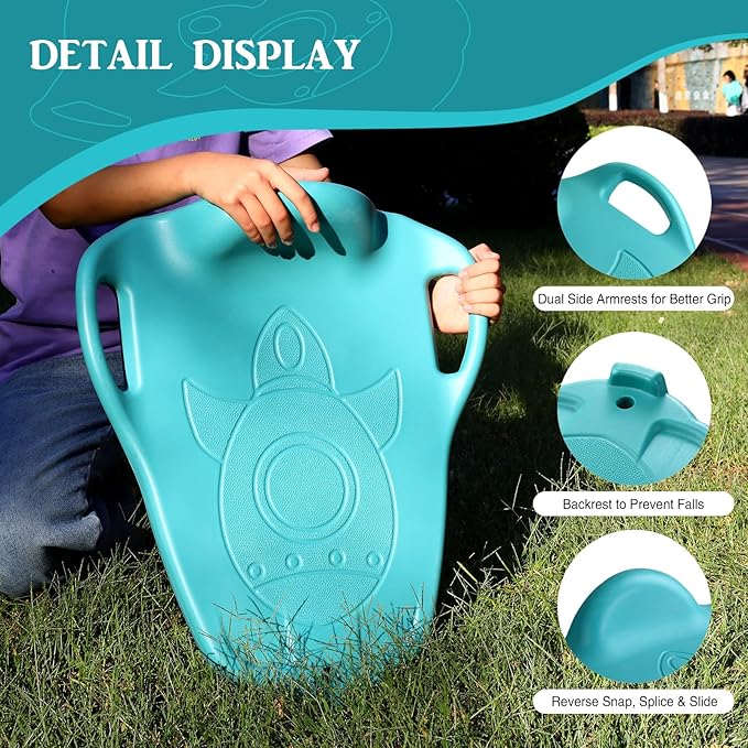 Large Scooter Board for Kids, Plastic Floor Scooter Board with Handles and Buckle, Gym Scooters for Indoor Outdoor Sports,Sensory Training