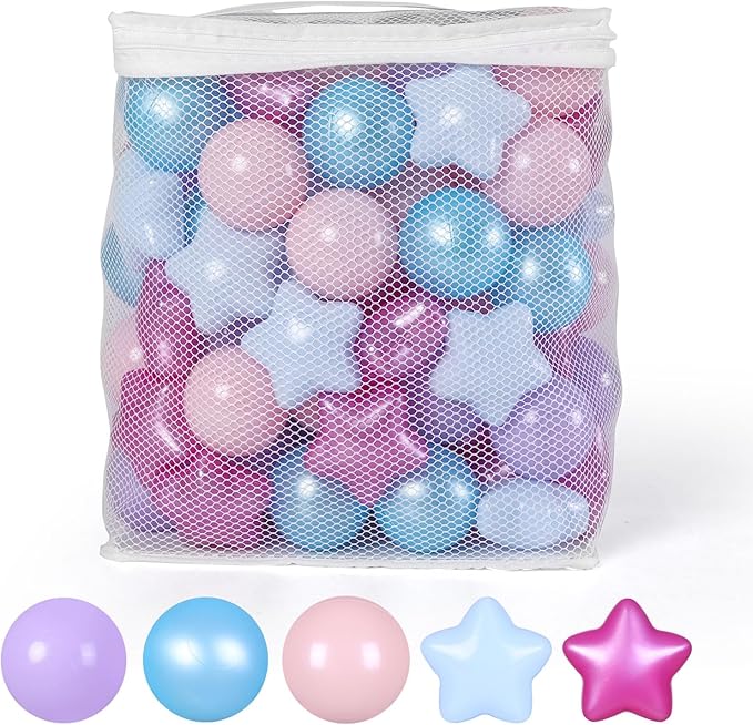 STARBOLO Ball Pit Balls - 100pcs Crush Proof Plastic Children's Toy Balls Macaron Bear Ocean Balls for Birthday Party Christmas Games Pool