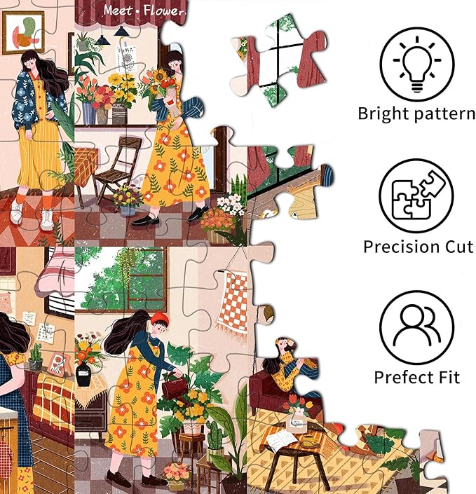 1000 Piece Puzzles for Adults,Relaxing Day Jigsaw Puzzle 1000 Pieces for Adults Seniors,Challenging Family Games Holiday Party Gifts -1:1 Poster Interlock Perfectly Letter on Back