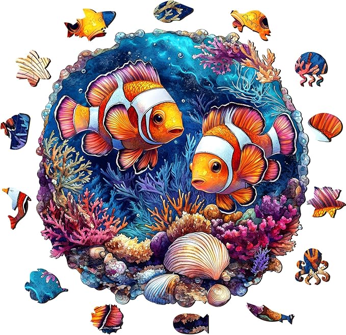 NiArt 200PCS Ocean World Wooden Jigsaw Puzzle for Adults, 11.1 * 11.2 Inch Precision Laser-Cut Pieces, Fun and Relaxing Home Decor Puzzle for Family Bonding, Stress Relief and Imagination Boost