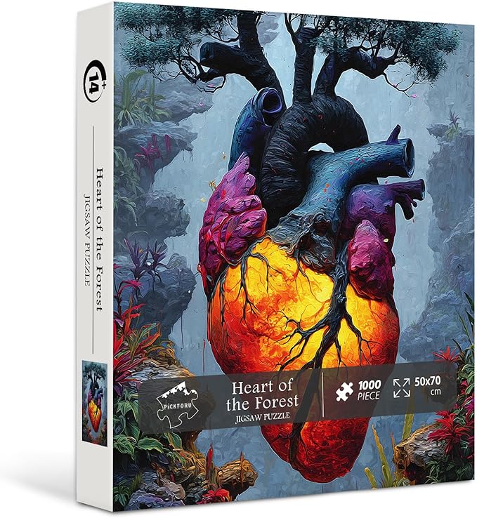 PICKFORU Heart of the Forest 1000 Piece Puzzle for Adults, Nature Mountain Plants Jigsaw Puzzles, Colorful Impossible Whimsical Puzzles as Wall Art
