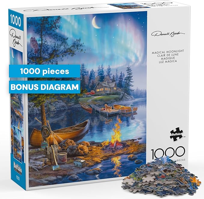 Buffalo Games – Darrell Bush - Magical Moonlight - 1000 Piece Jigsaw Puzzle Colorful Puzzle for Adults – Precision-Cut Pieces, Beautiful Artwork, and Hours of Relaxing Fun