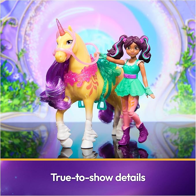 Unicorn Academy, Ava & Leaf Power of Friendship Set with Translucent Saddle & 2 Power Accessories, Dolls & Unicorn Toys for Girls Ages 4 and up
