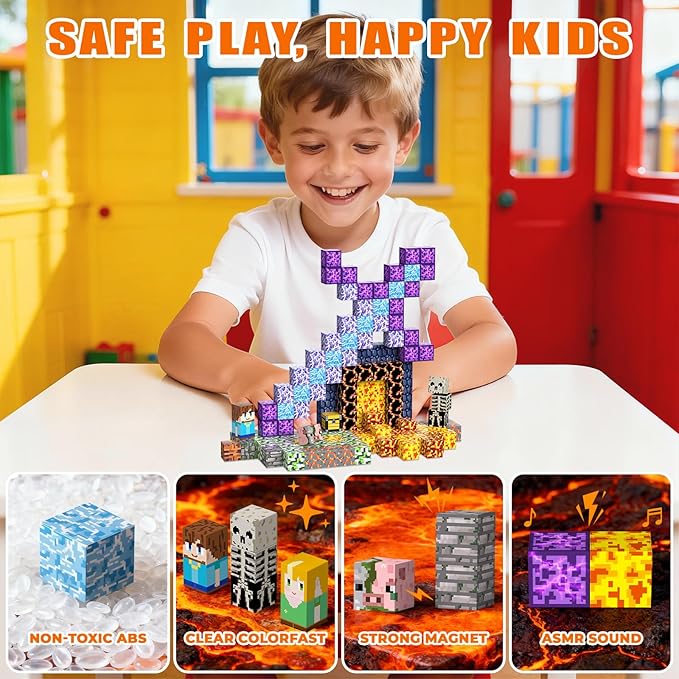 Magnetic Blocks, Magnetic Tiles Building Blocks, Magnet Cubes STEM Sensory Game Toys Christmas Birthday Gifts for Kids Boys Girls Age 3+ (Sword)