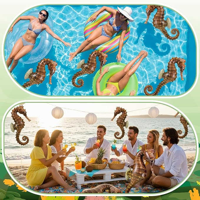 Leyndo 6 Pcs 23.6 Inch Summer Inflatable Seahorses Pool Balloons Large Inflatable Seahorses Pool Birthday Party Decorations Animal Float Ornament for Birthday Party Favors Supplies Gift
