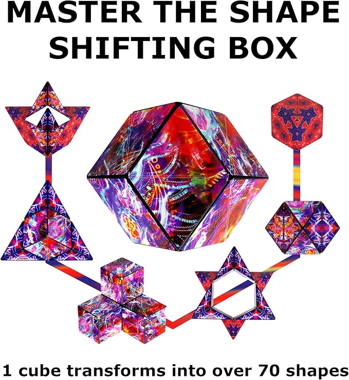 Shashibo Shape Shifting Box - STEM Fidget Toy with Ultra Strong Magnets - Sensory Puzzle Cube Transforms Into 100+ Shapes, Easter Basket Stuffers Gift for Kids, Teens, and Adults (Fire Goddess)
