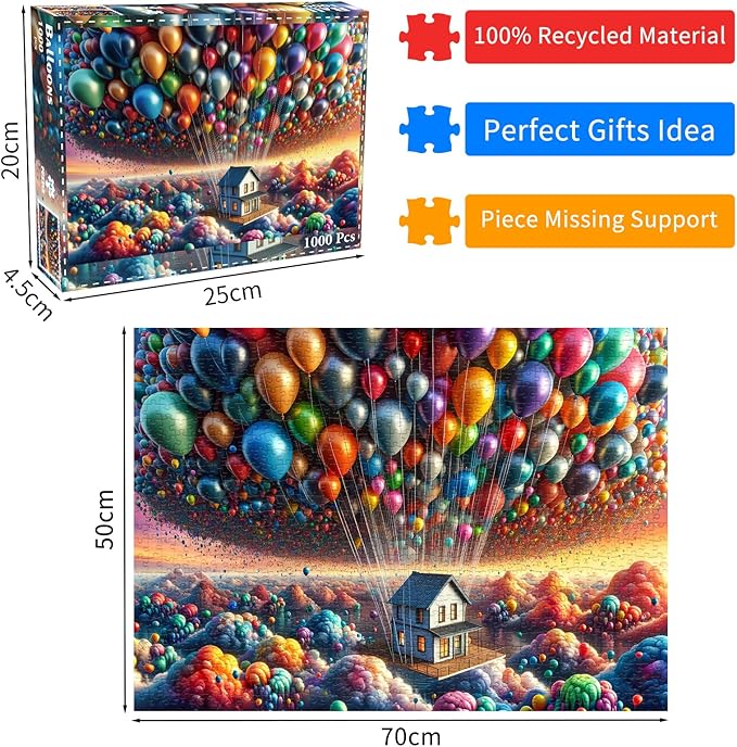 Jigsaw Puzzles for Adults 1000 Pieces, Interlock Perfectly No Dust, Impossible Difficult Hard Fun 1000 Piece Jigsaw Puzzles for Adults-1:1 Poster-Balloon House