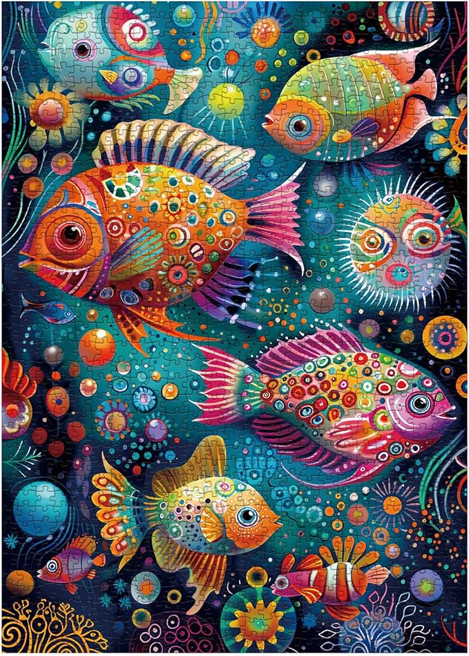 Magic Ocean Fish Puzzle for Adult 1000 Piece, Nature Sea Jigsaw Puzzle Scenery, Colorful Marine Animal Puzzle