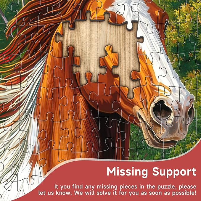 Tropical Beach Running Horse 1000 Piece Puzzle for Adults - Majestic Equine Art, Poster & Lettered Back, 22.8" Square HD, Gift for Horse & Nature Lovers