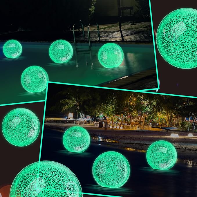 6 Pcs 16 Inch Light up Beach Balls Glow in The Dark Blow up Pool Floating Inflatable Balls for Summer Neon Party Games Pool Garden Decorations Outdoor