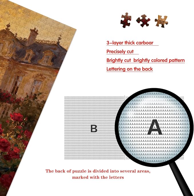 Puzzle for Adults 1024 Pieces, Chateau Rose Sunset Puzzle, Challening Impossible Difficult Hard Fun 1024 Pieces Jigsaw Puzzles for Adults