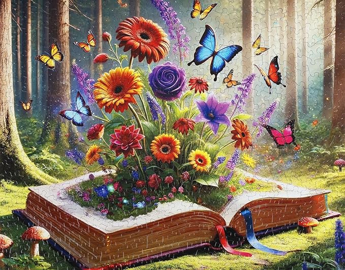 Springbok Books Brought to Life 500 Piece Jigsaw Puzzle for Adults - Book and Flower Puzzle - Unique Cut Pieces - Made in USA