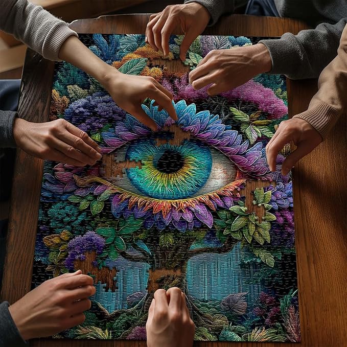 Impossible Puzzle for Adults 1000 Pieces, Fantasy Eye Nature Jigsaw Puzzle Plant Forest, Vintage Puzzles Challenge for Adults