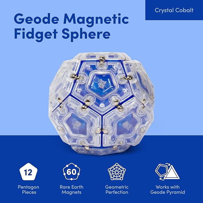 Speks Geode Magnetic Fidget Toy | Sensory Desk Toy for Adults & Teens 14+ | Stress Relief Gift | Sphere, Cobalt