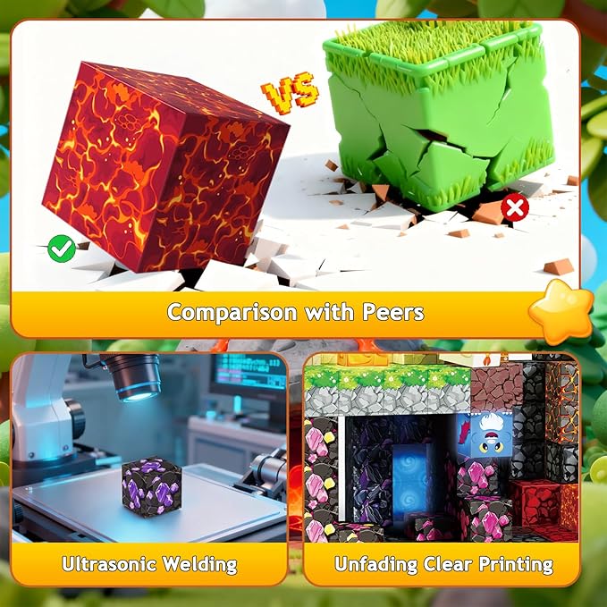 200PCS Magnetic Building Blocks Magnetic Blocks Cubes for Kids Ages 4-8 STEM Constructions Magnet Blocks Sensory Stacking Toy (Lava Grill Chicken-200pcs)