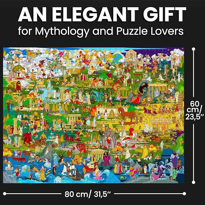 QUOKKA 1000 Piece Jigsaw Puzzle for Adults Greek Gods – Puzzles for Adults 1000 Pieces Premium Box Packaging - Extra Fun with Hidden Secrets & Audio Story – Perfect Relaxation & Creativity & Gift