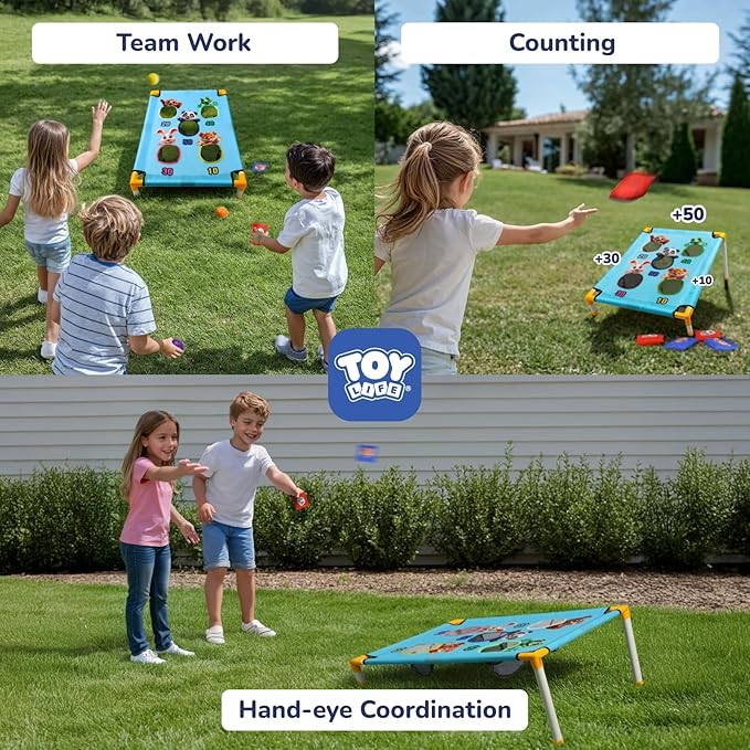 TOY Life Bean Bag Toss Game, Carnival Party Games, Cornhole Set for Kids Outdoor Games, Outside Toys for Kids Ages 4-8, Yard Outdoor Toys for Toddlers 3-5, Gifts for 3 4 5 6 7 Year Old Girls & Boys