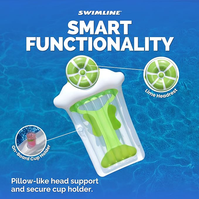 SWIMLINE Inflatable Swimming Pool Float Lounger Raft Mattress, Fun Mat, Margarita, Green