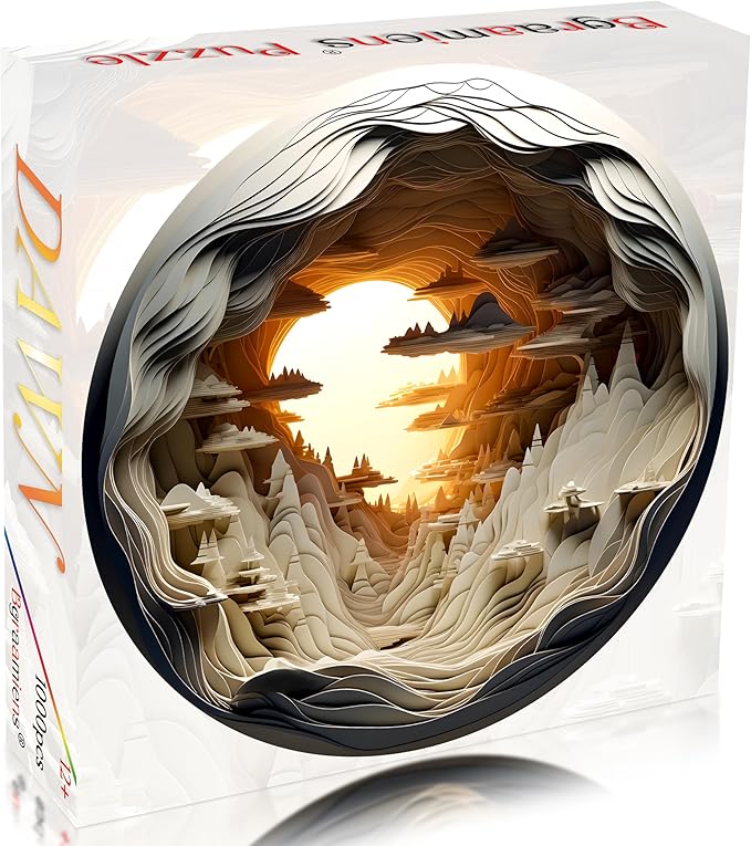 Bgraamiens- Hard Puzzles for Adults -3D Visual Dawn Inside a Cave - 1000 Pieces Round Puzzle for Adults, Unique Impossible Difficult Hard Challenging Jigsaw Puzzles 1000 Pieces